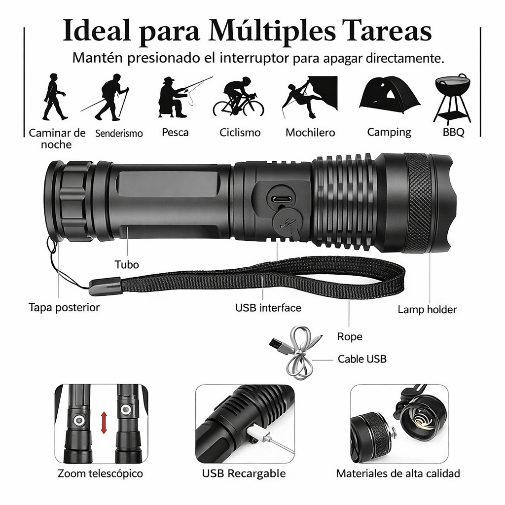 Linterna Táctica IluminaMax con Estuche Rígido