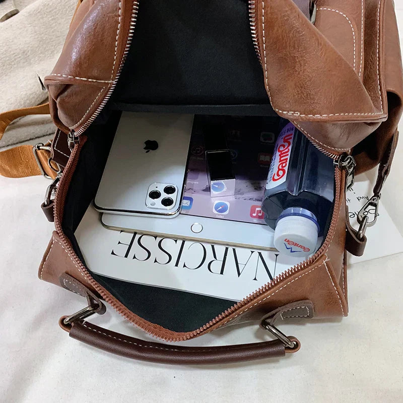 Mochila de Cuero Femenina Vintage 20L – Elegante, Urbana y Moderna