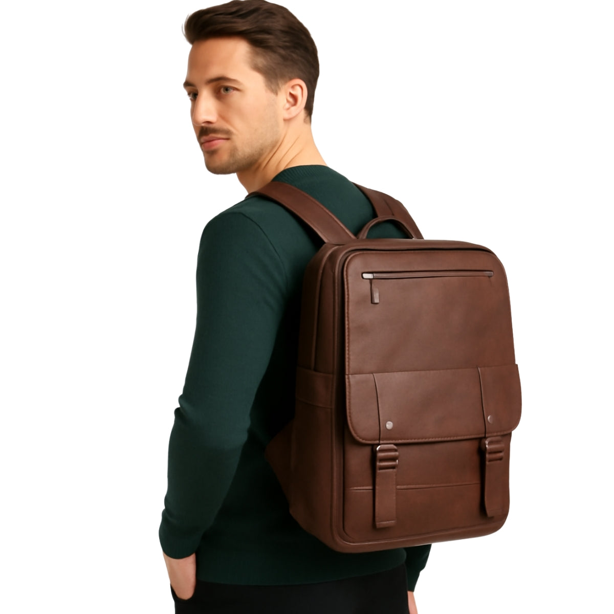 Mochila de Cuero Vintage Dida Bear – Elegante, Minimalista y Premium