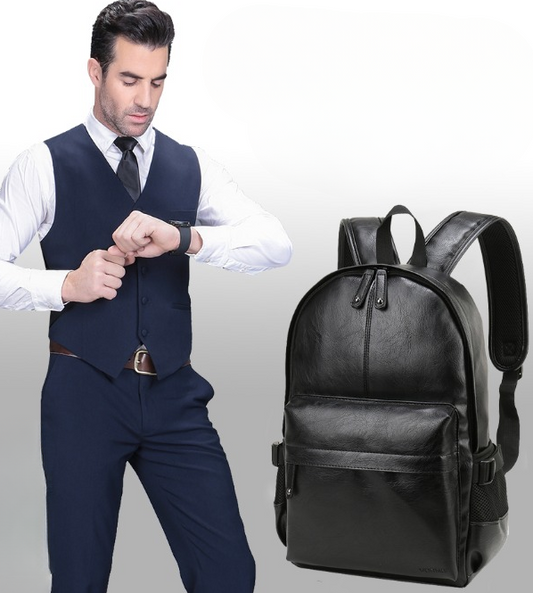 Mochila de Cuero Compacta Urbana para Notebook 14” – Elegante y Minimalista